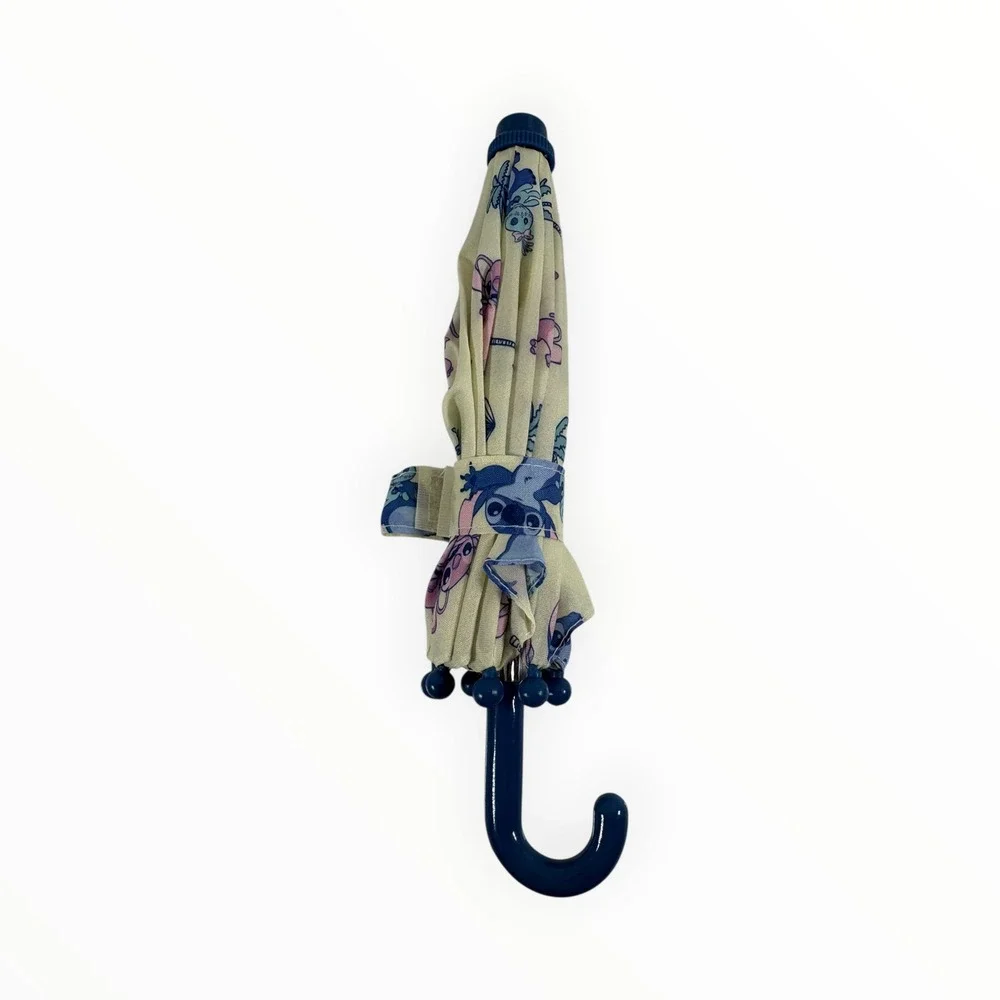Disney Stitch Umbrella Kids Doll Cream Blue Excellent Tropical Angel Rain Gear